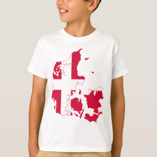 デンマーク国旗の地図 Tシャツ