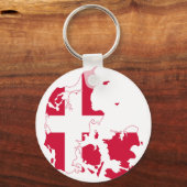 デンマーク国旗の地図DK キーホルダー (正面)