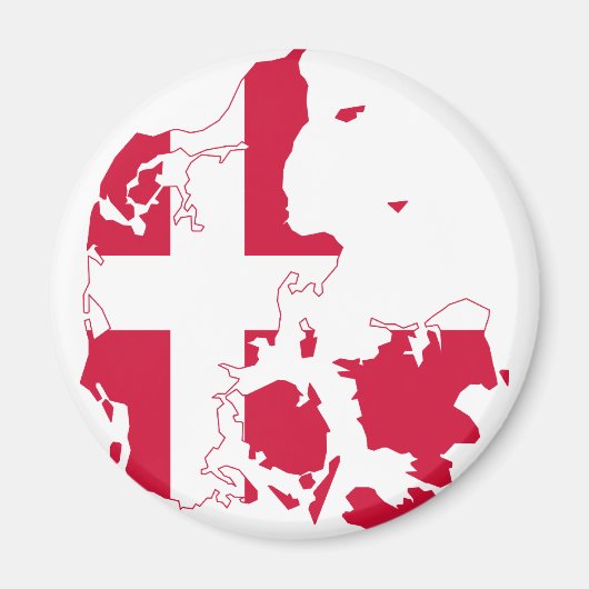 デンマーク国旗の地図DK マグネット (正面)