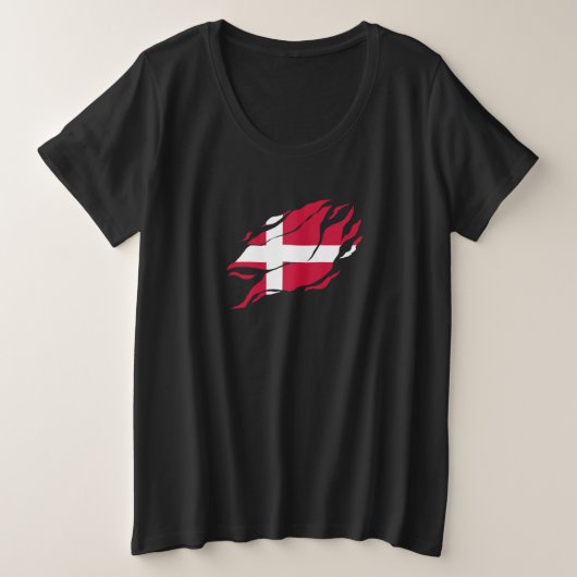 デンマーク国旗の私の中,スカンジナビア爪マーク プラスサイズTシャツ (デザイン正面)