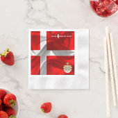 デンマーク国旗の紋章 縁ありカクテルナプキン (インサイチュ)