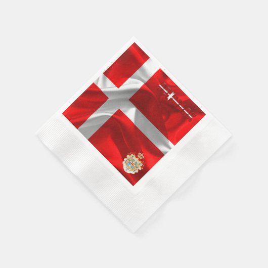 デンマーク国旗の紋章 縁ありカクテルナプキン (角)