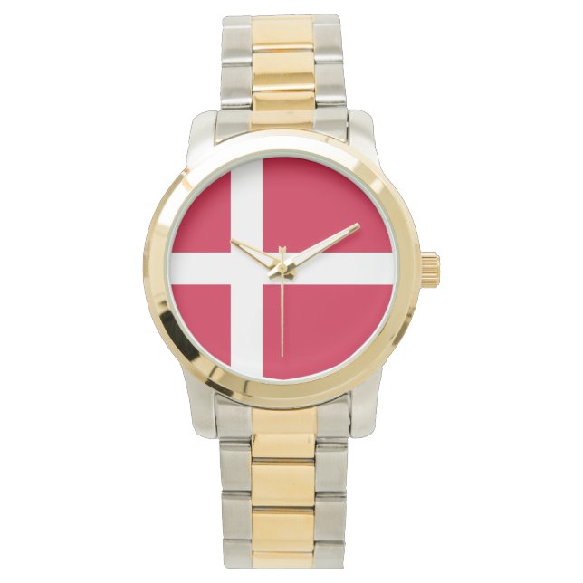 デンマーク国旗またはデンマーク国旗 腕時計 (正面)