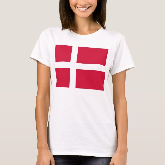 デンマーク国旗を持つ女性Tシャツ Tシャツ (正面)