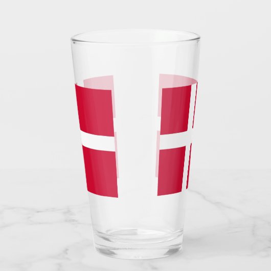 デンマーク国旗を持つ愛国的なガラス杯 タンブラーグラス (右)