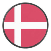 デンマーク国旗を持つ愛国的なホッケーパック アイスホッケーパック (正面)