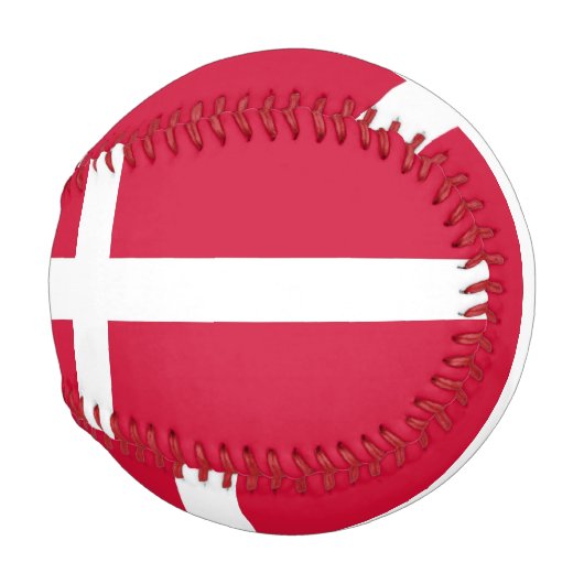 デンマーク国旗を持つ愛国野球 野球ボール (正面右)