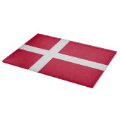 デンマーク国旗を掲げたガラス板 カッティングボード (角)