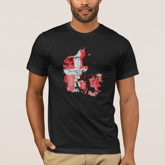 デンマーク国旗カラーマップTシャツ Tシャツ (正面)
