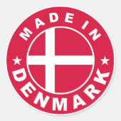 デンマーク国旗丸スタンプで作られる ラウンドシール (正面)