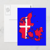 デンマーク国旗地図 ポストカード (正面/裏面)