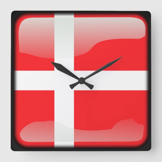 デンマーク国旗 スクエア壁時計 (正面)