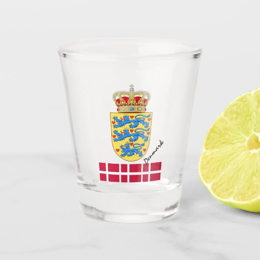 デンマーク国旗&デンマークの国の愛国者/スポーツ ショットグラス (正面)