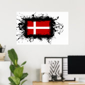 デンマーク国旗 ポスター (ホームオフィス)