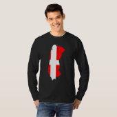 デンマーク国旗 ローモ島の輪郭 ローモ島 Tシャツ (正面フル)