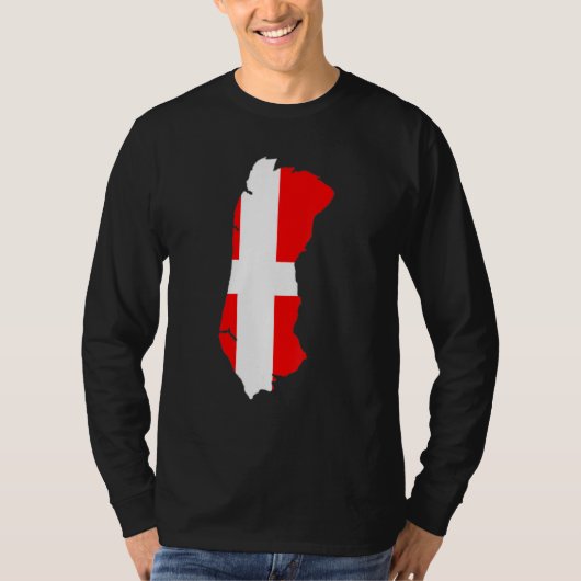 デンマーク国旗 ローモ島の輪郭 ローモ島 Tシャツ (正面)