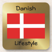 デンマーク国旗+文字コースター コースター (正面)