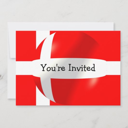 デンマーク国旗Any大事な行事 招待状 (正面)