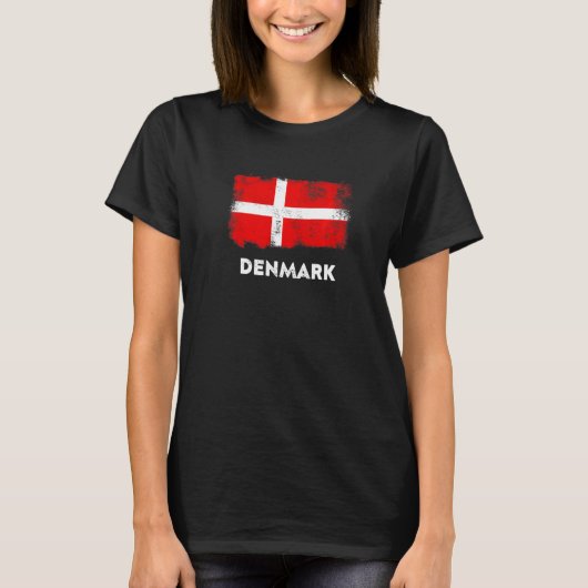 デンマーク国旗Danmark Danemark白赤 Tシャツ (正面)