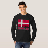 デンマーク国旗DannebrogレトロデンマークプライドDanes Ro Tシャツ (正面フル)
