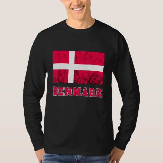 デンマーク国旗DannebrogレトロデンマークプライドDanes Ro Tシャツ (正面)