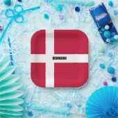 デンマーク国赤と白旗 ペーパープレート (パーティー)