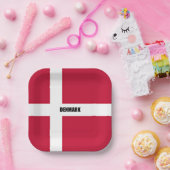 デンマーク国赤と白旗 ペーパープレート (パーティー)