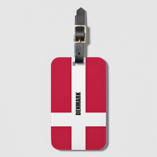 デンマーク国赤と白旗 ラゲッジタグ (正面縦)