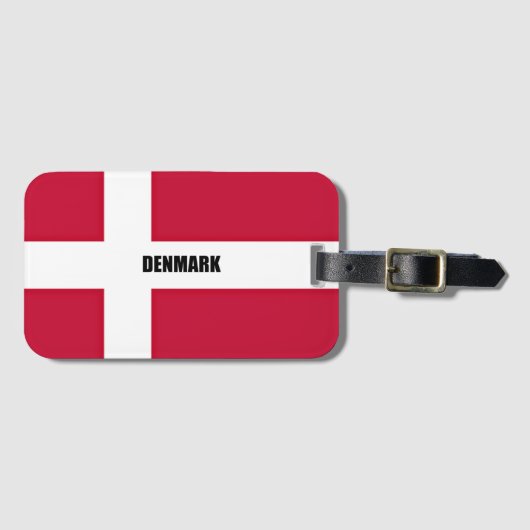 デンマーク国赤と白旗 ラゲッジタグ (正面横)