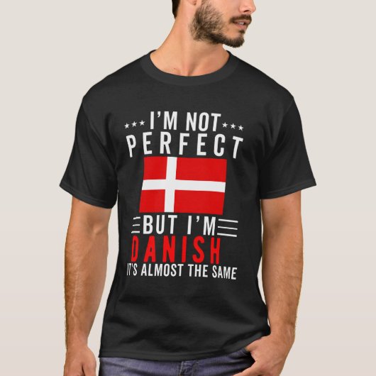 デンマーク男性へ国旗の女性デンマークプライドルーツダン Tシャツ (正面)