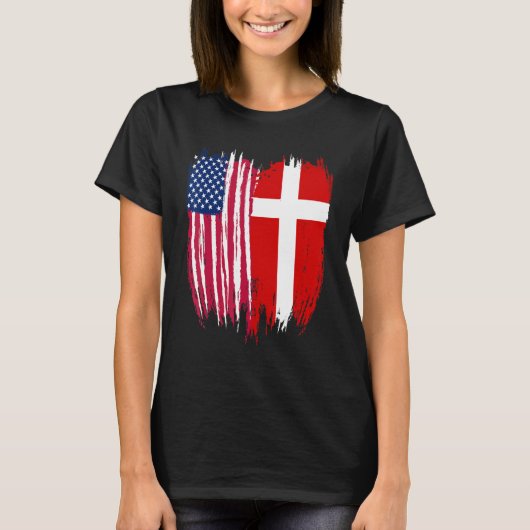デンマーク米国国旗 Tシャツ (正面)