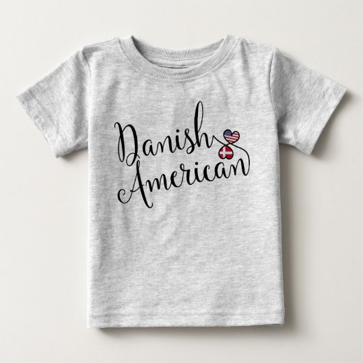 デンマーク系アメリカ人 絡み合うハート ベビーTシャツ (正面)
