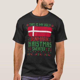 デンマーク醜いクリスマスセーターDa用デンマーク国旗 Tシャツ