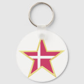 デンマーク金ゴールド星国旗の国 キーホルダー (正面)
