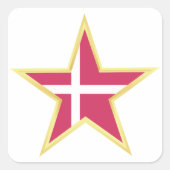 デンマーク金ゴールド星国旗の国 スクエアシール (正面)