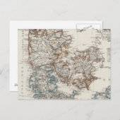 デンマーク・アトラス地図5つのインセットマップ ポストカード (正面/裏面)