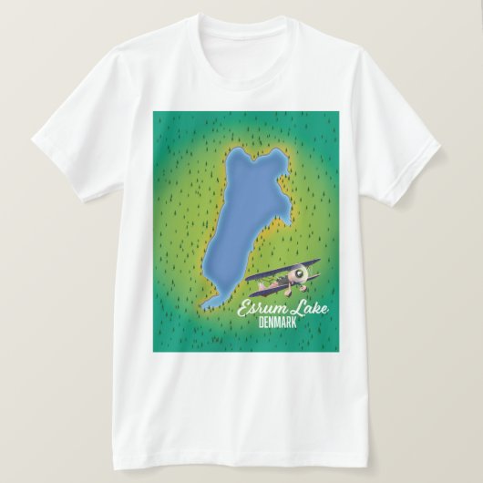 デンマーク エスルム湖 旅行地図 Tシャツ (デザイン正面)