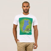 デンマーク エスルム湖 旅行地図 Tシャツ (正面フル)