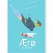デンマーク エロー島の地図 旅行ポスター シール (正面)