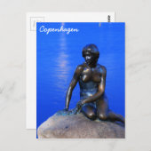 デンマーク，コペンハーゲン，人魚の小さな像 ポストカード (正面/裏面)