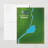 デンマーク スミンゲ湖 旅行地図 ポストカード (正面/裏面)