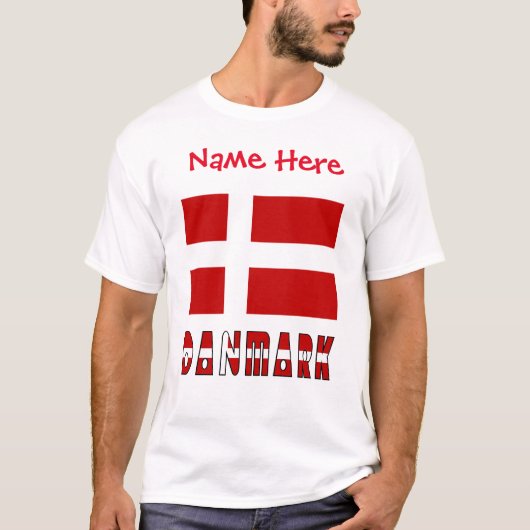 デンマーク・ダンネブロー 赤 個人名入れ Tシャツ (正面)