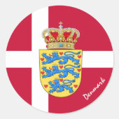 デンマーク・デンマーク国旗の愛国者，休日/スポーツ ラウンドシール (正面)