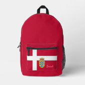 デンマーク，バックパック，デンマーク国旗/愛国心 プリントバックパック (正面)