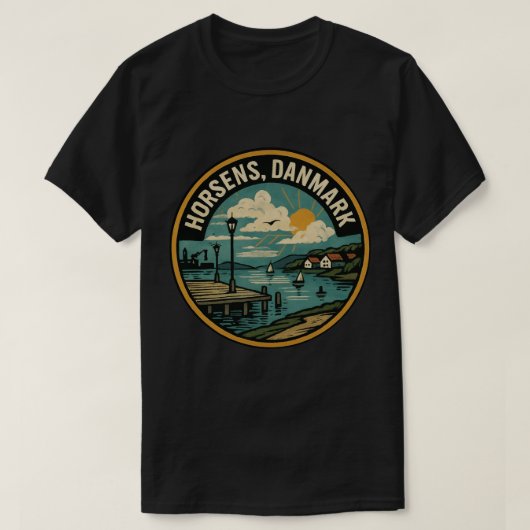 デンマーク・ホーセンスの港 Tシャツ (デザイン正面)