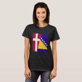 デンマーク ボスニア・ヘルツェゴビナ ハーフフラグ Tシャツ (正面フル)