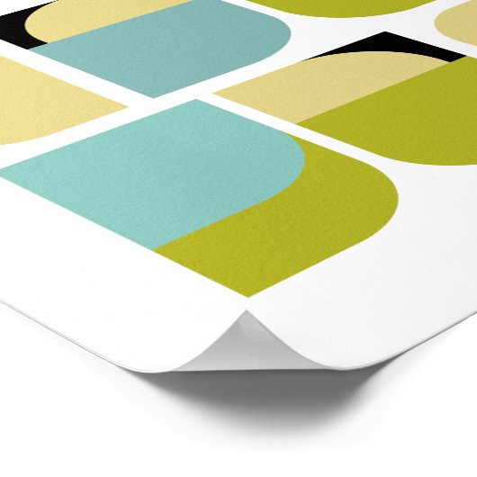 デンマーク モダン ターコイズ イエロー 幾何学模様 ポスター (角)