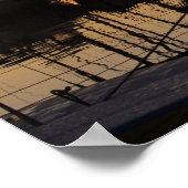 デンマーク、ランゲラン島、バゲンコップ港の夕焼け ポスター (角)