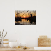 デンマーク、ランゲラン島、バゲンコップ港の夕焼け ポスター (キッチン)