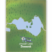 デンマーク リュンビー湖の地図 シール (正面)